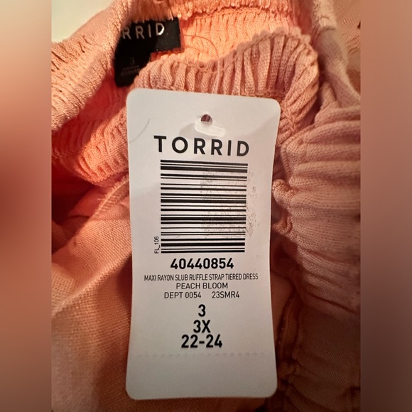 NWT Torrid Maxi Rayon Slub Ruffle Strap Tiered Dress in Peach Blossom Size 3X - Picture 5 of 12